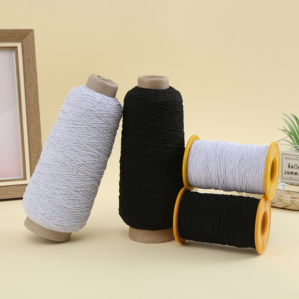 厂家直供0.5mm黑白家用弹力线松紧线服装辅料缝纫机底线弹力DIY包芯松紧线厂家批发