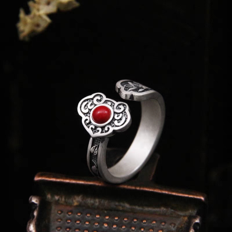 思兰银饰925银如意戒指南红戒指复古风戒指详情图5