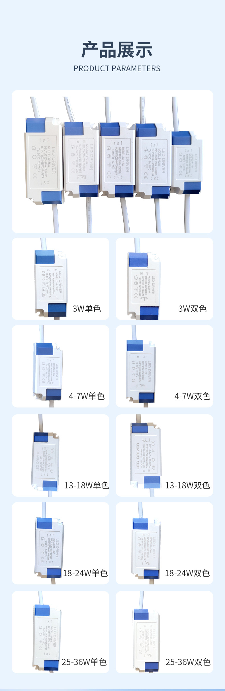 3-36W隔离宽压LED电源驱动 恒流单双色塑料外置驱动器面板天花灯详情图7