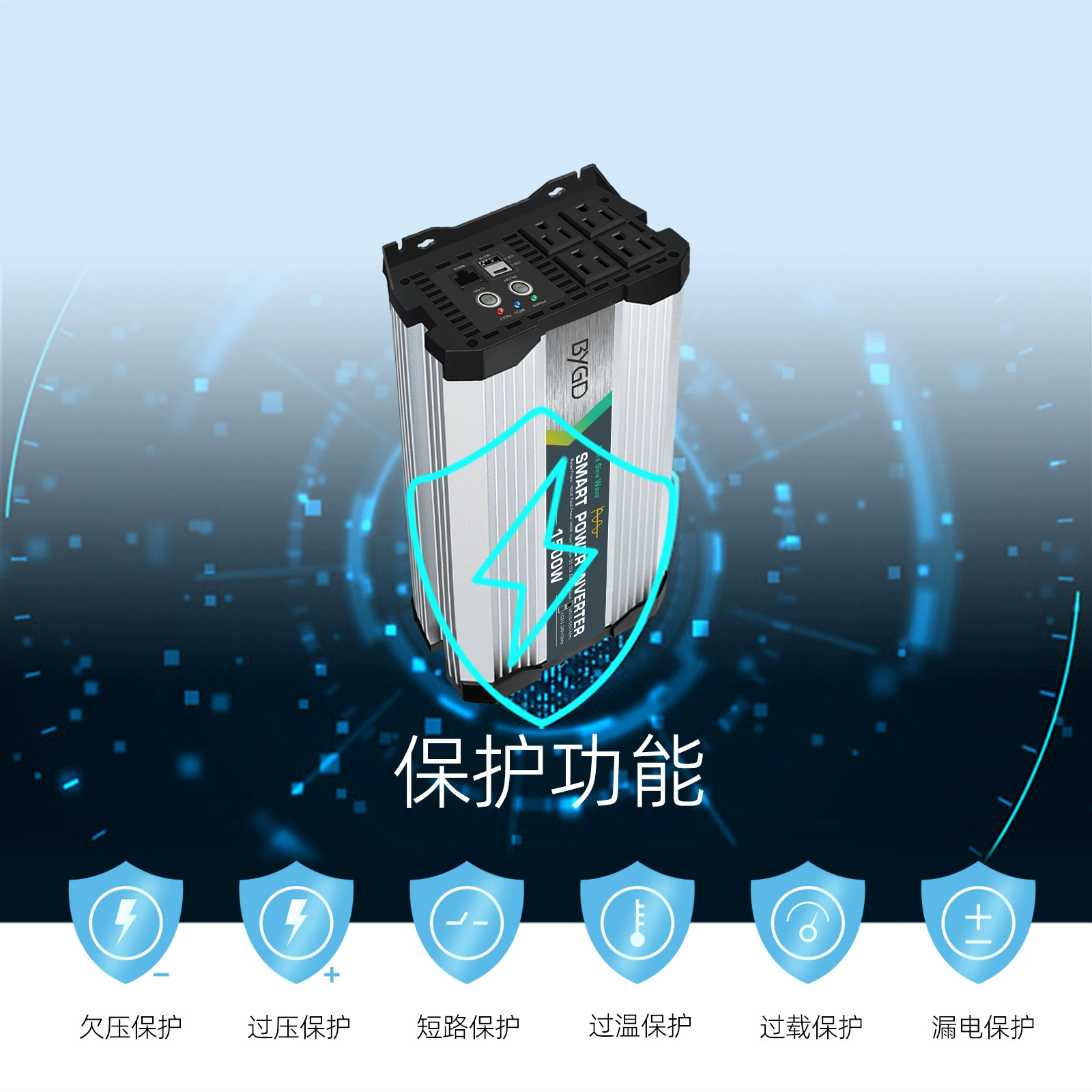 New 12V To 110V1500 Watts Pure Sine Wave Solar Inverter details Picture
