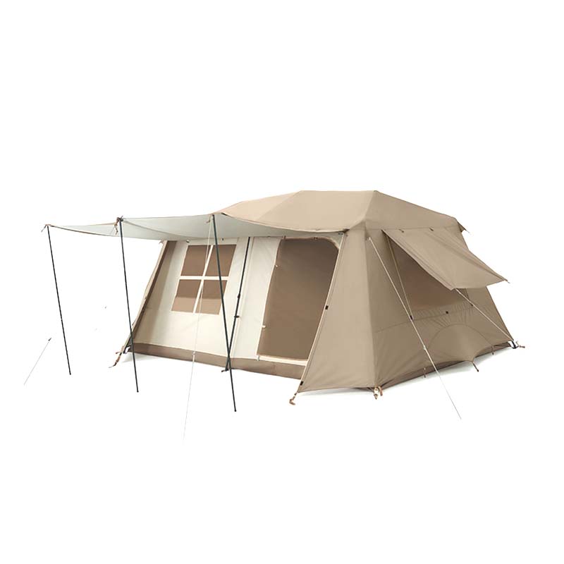 The Xanoduji outdoor ridge tent comes with an enlarged canopy, a multi-person family rain and sun protection cabin tent, a light luxury camping outdoor fashion 4-5 person tent Item Picture