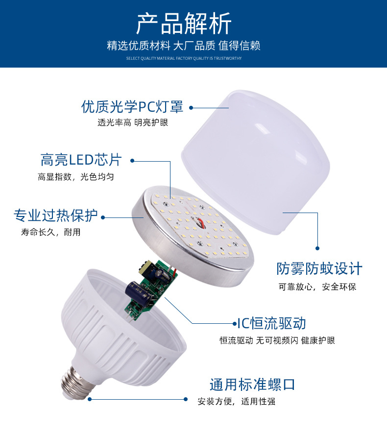 led灯泡家用大功率节能灯灯泡螺口e27b22高富帅球泡灯工厂批发 详情图9