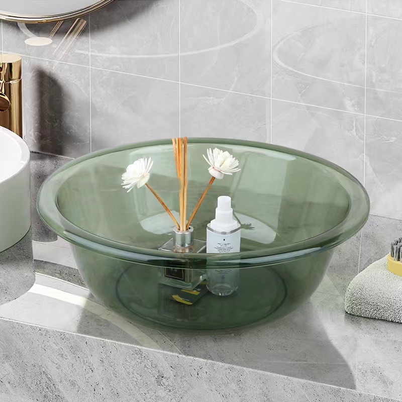 X111-3781脸盆大号PET圆形透明洗漱盆洗衣盆厨房洗水果蔬菜盆详情图3