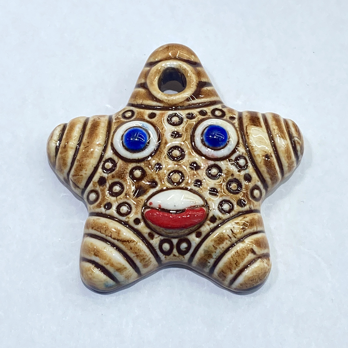 Ceramic starfish hand-painted loose bead pendant sweater chain
