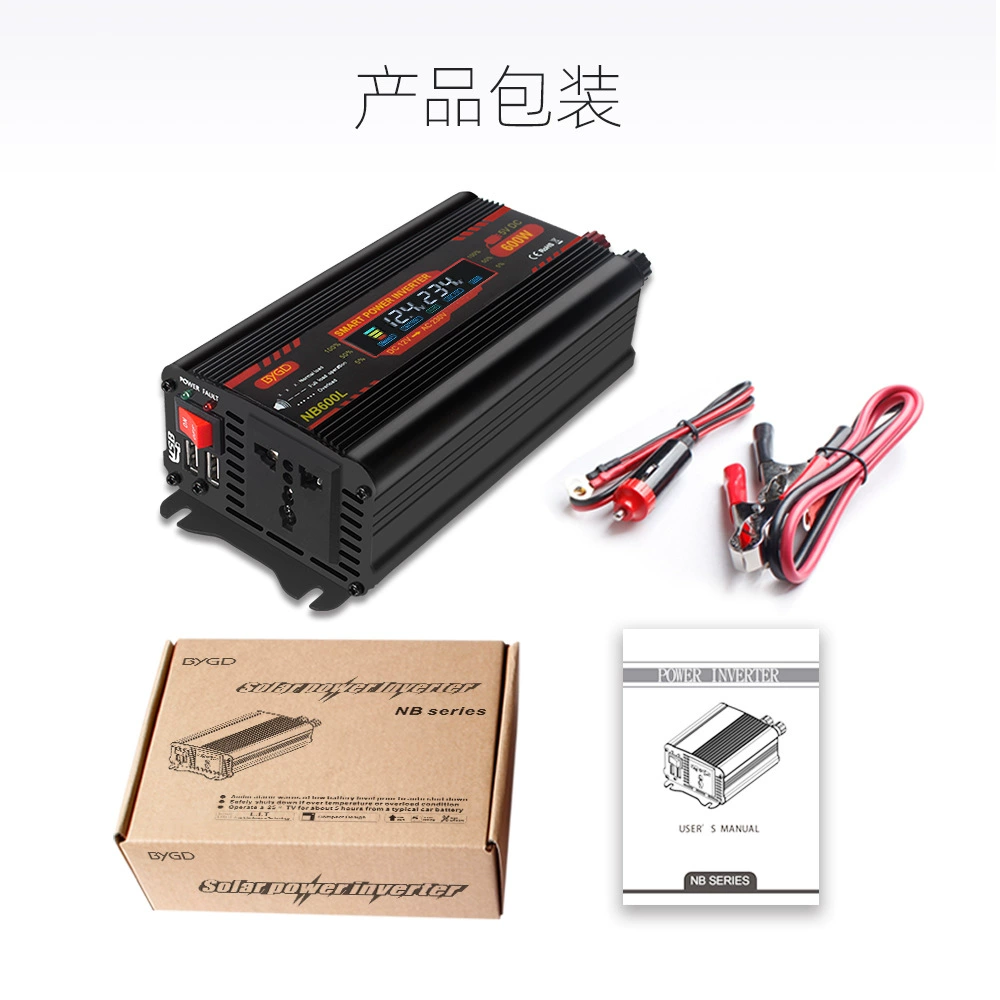 1000W1500w Car Inverter 600W 12V To 220V Digital Display Power Inverter Specification drawing