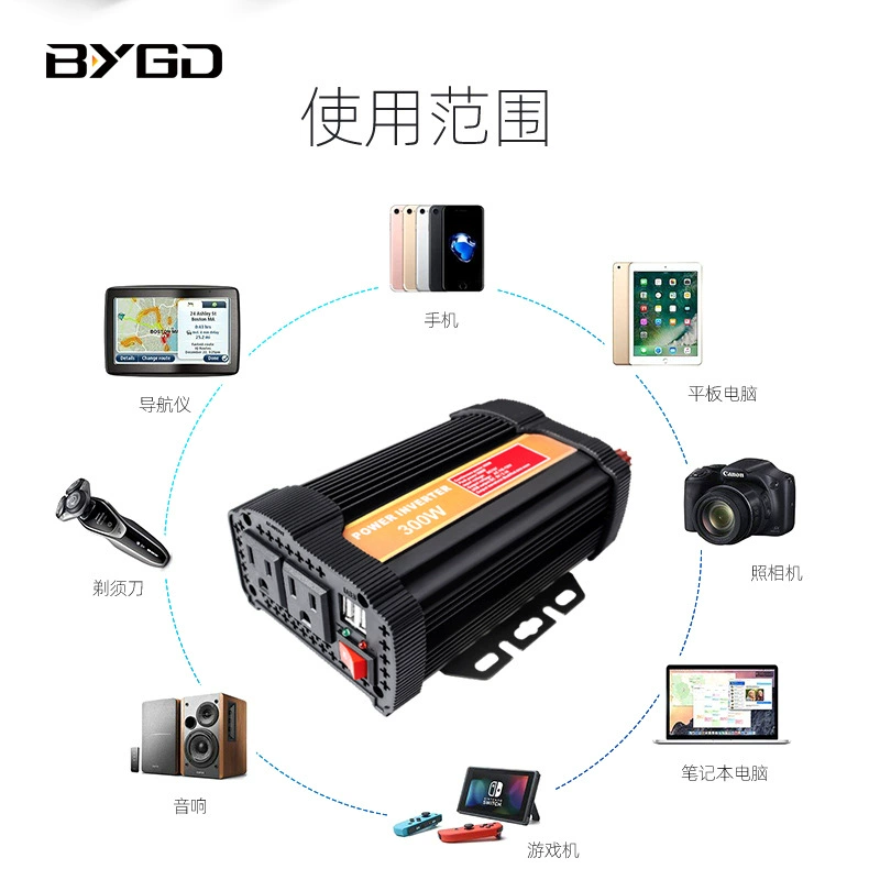 12V To 110V300w High-Power Household Power Inverter Multi-Functional Car And Truck Inverter Charger details Picture