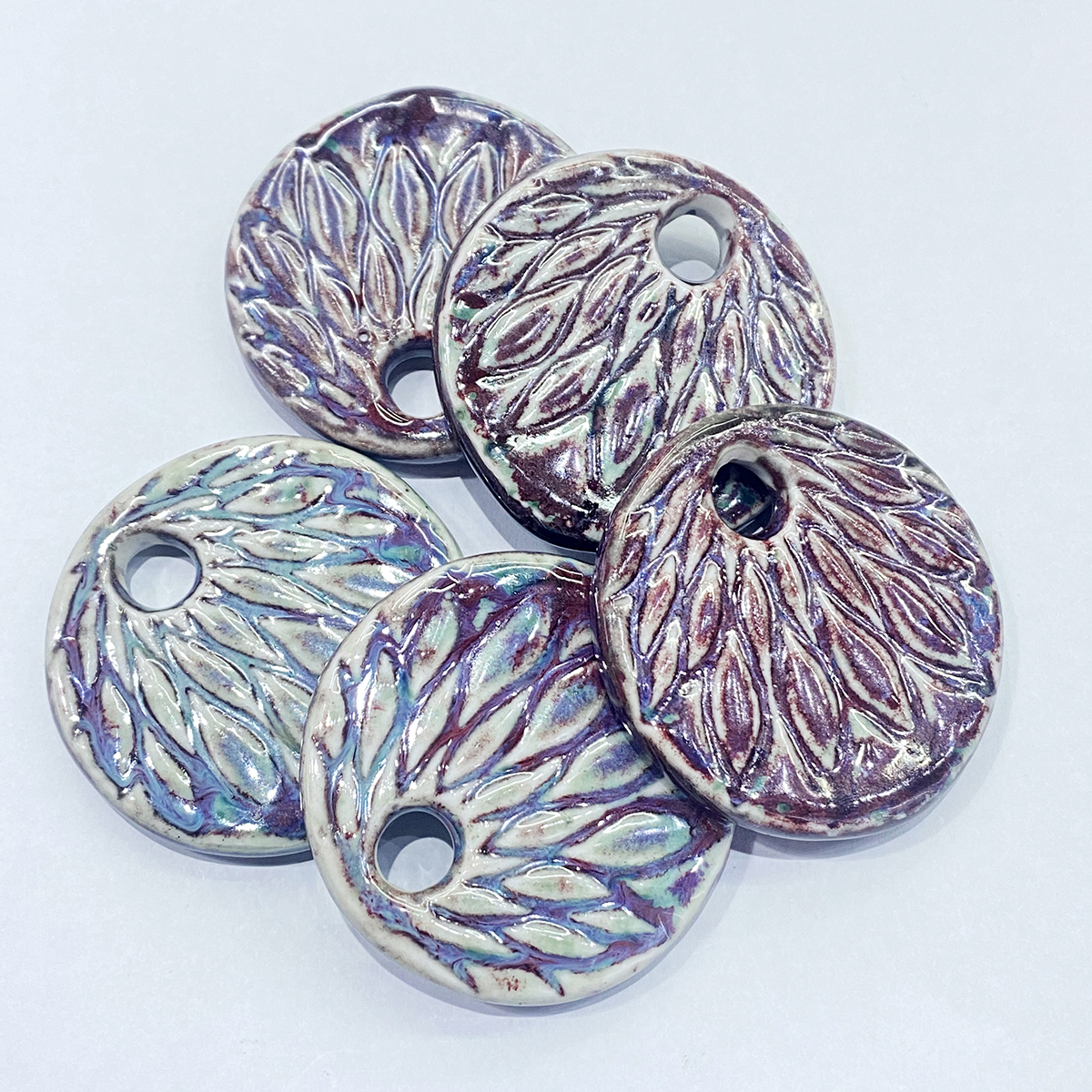 Ceramic Large Porcelain Pieces Peacock Open Screen Large Round Piece Loose Beads Large Pendant Accessories Sweater Chain details Picture