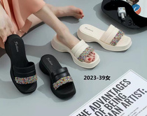 Rhinestone slippers for women summer wear high-grade sense of small muffin platform heels with skirt fashion beach sandals