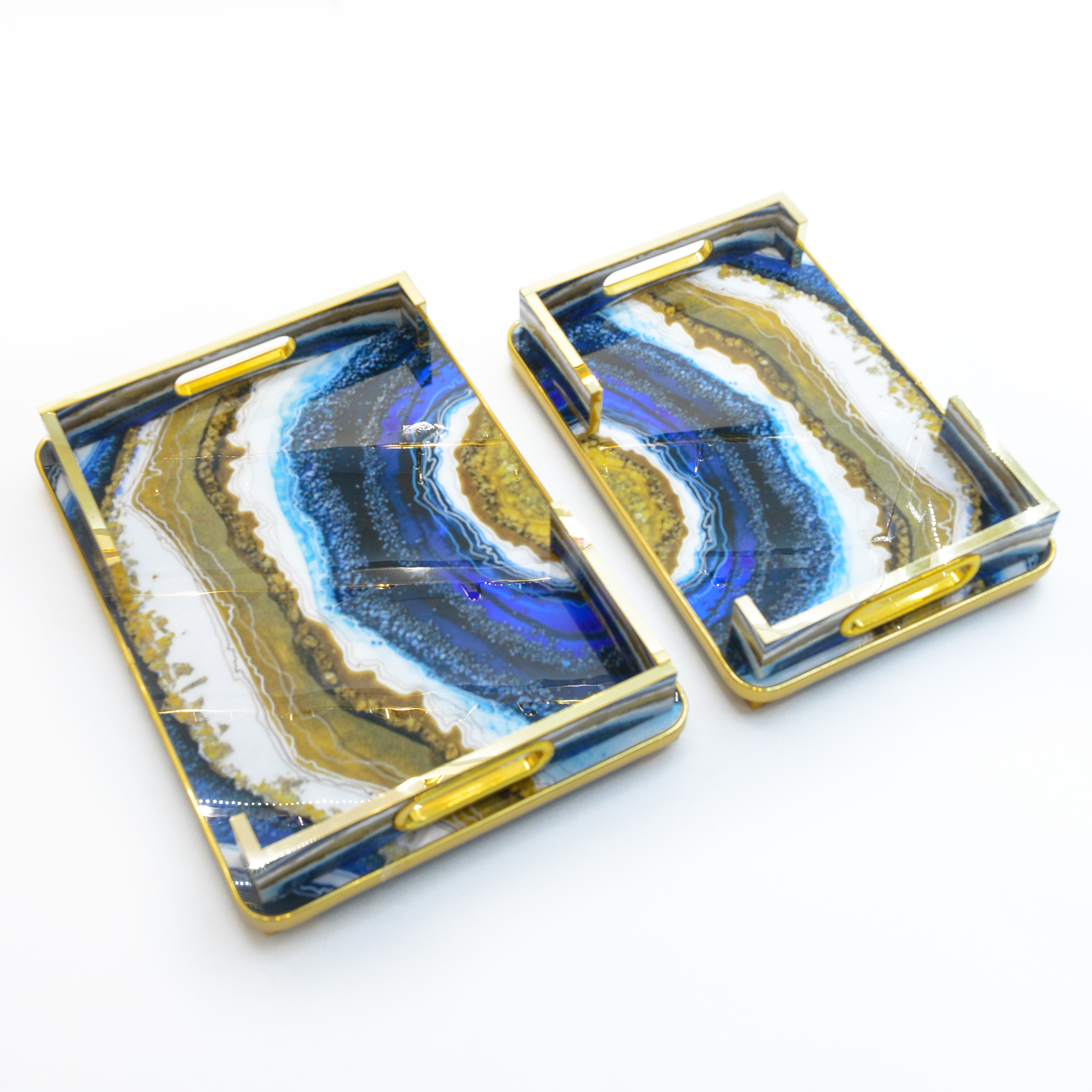 木制亚克力包边流沙纹托盘阿拉伯风格食品托盘零食服务托盘巧克力蛋糕展示托盘（价格面议）