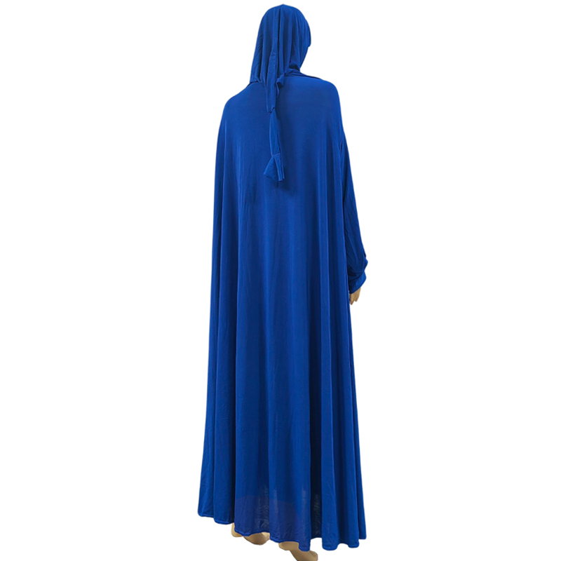 New European and American fashion cross-border best-selling long wharf scarf long dress two-piece set, women's prayer robe, casual daily ethnic style long robe, solid color and dark color details Picture