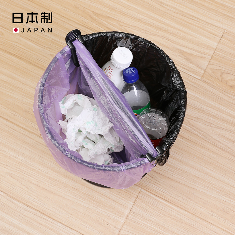 日本进口垃圾夹 塑料袋夹子 垃圾桶袋固定夹 垃圾桶夹 黑色2个入详情图1