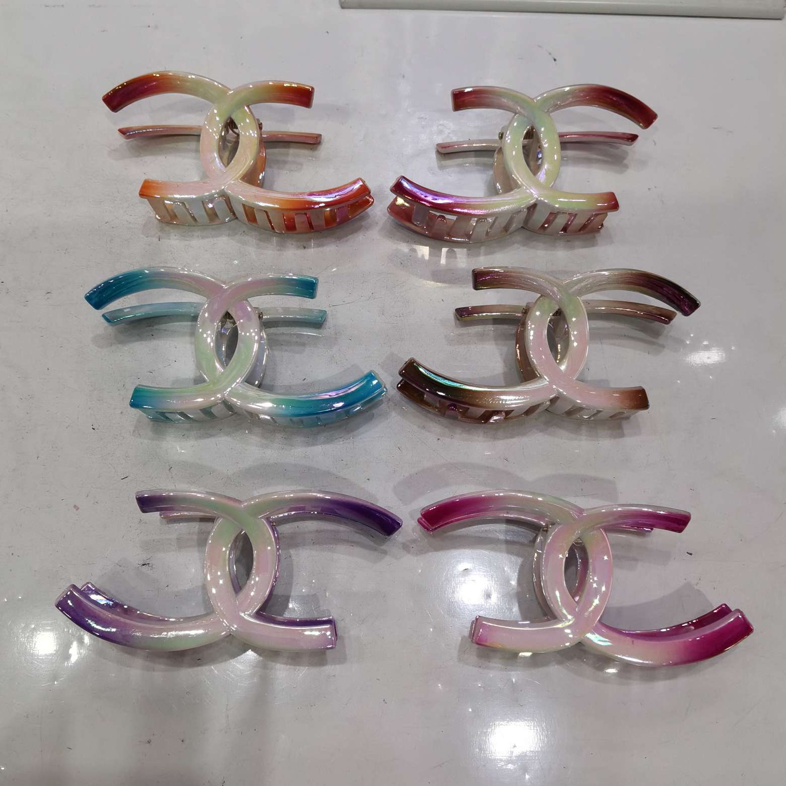 Electroplated Mermaid Princess solid white background 6-color hair clip Specification image