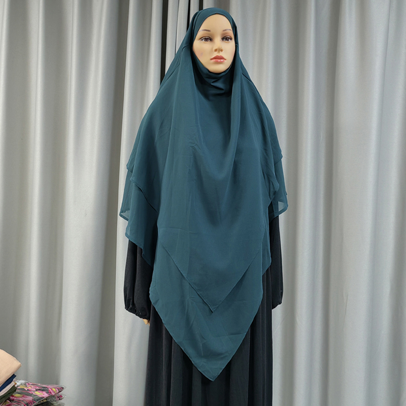 Nueva fábrica transfronteriza venta directa para mujeres musulmanes color sólido nida hijab anterior tres moda larga europa y Estados Unidos nuevo hijab Specification image