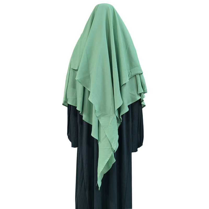 Factory direct sales in the Yangtze River Delta 1+2 high-quality chiffon women's Muslim fashion prayer headscarf, ethnic style high-quality fabric fashion headscarf Item Picture