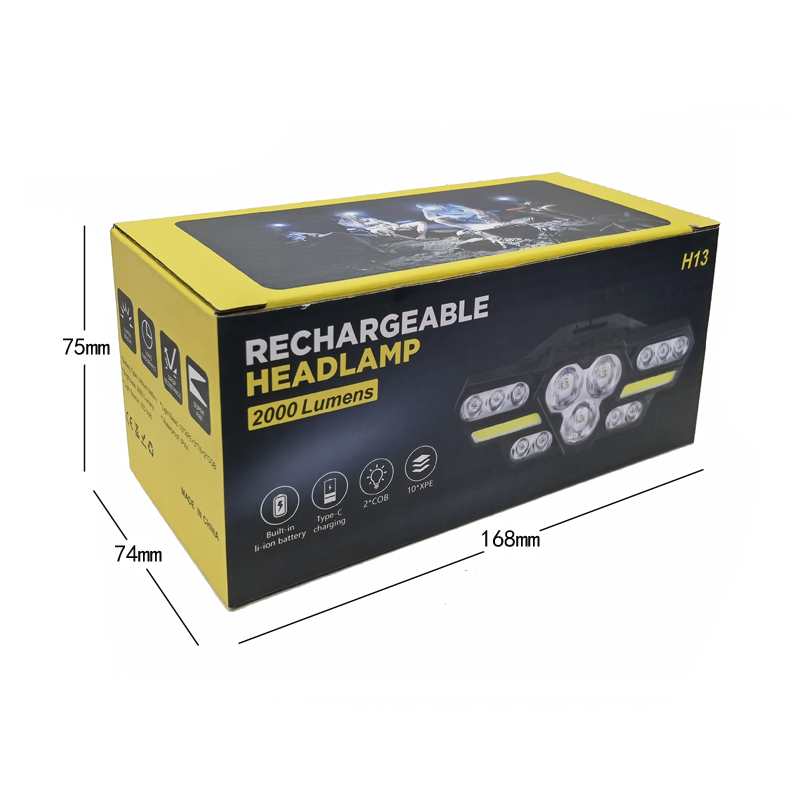 H13 - головые лампы (13LED+COB) заряжены в USB-перегоночный пластиковый фонарь для верховой погоны с пластиковыми лампами на открытом воздухе pic 16