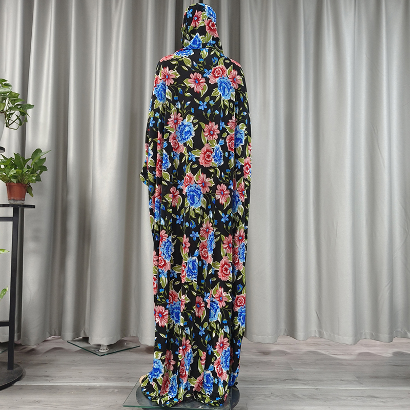 Nuevo estilo moda de moda best sellers mujeres tamaño más grande musulmán con capucha robe estampado flores grandes color sólido oriente medio europa y américa vestido largo con capucha details Picture