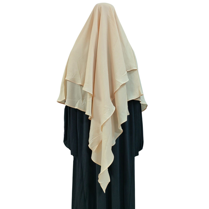 Yangtze River Delta 1+2 High-quality Chiffon women Muslim Fashion Prayer Headscarf, Ethnic style high-quality fabric fashion headscarf 2 Item Picture
