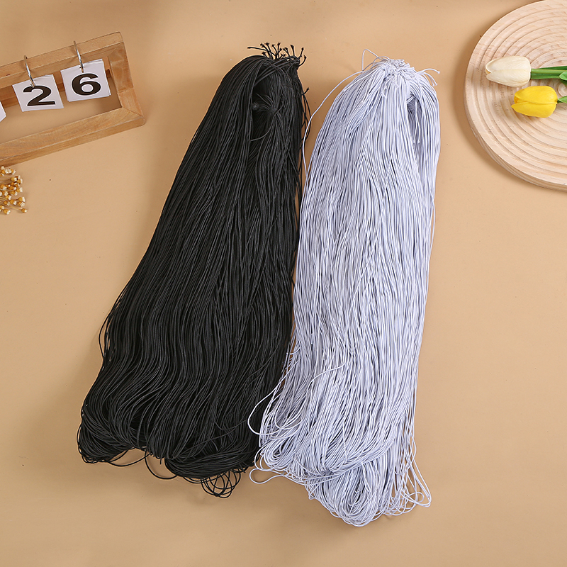 厂家直供1.2mm-1.5mm黑白穿珠线弹力线DIY服装鞋帽配饰松紧带