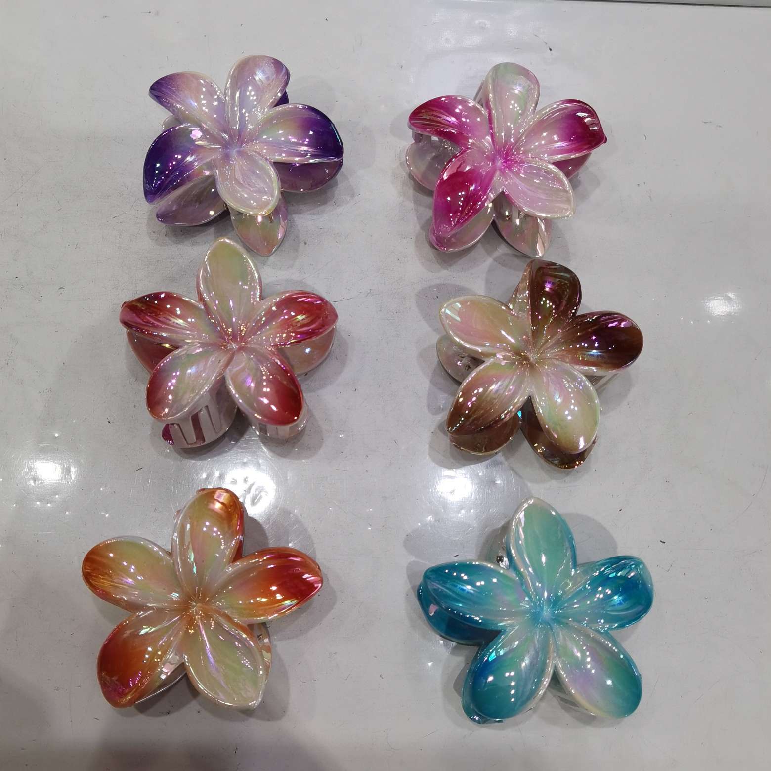 Electroplated Mermaid Princess solid white background 6-color hair clip