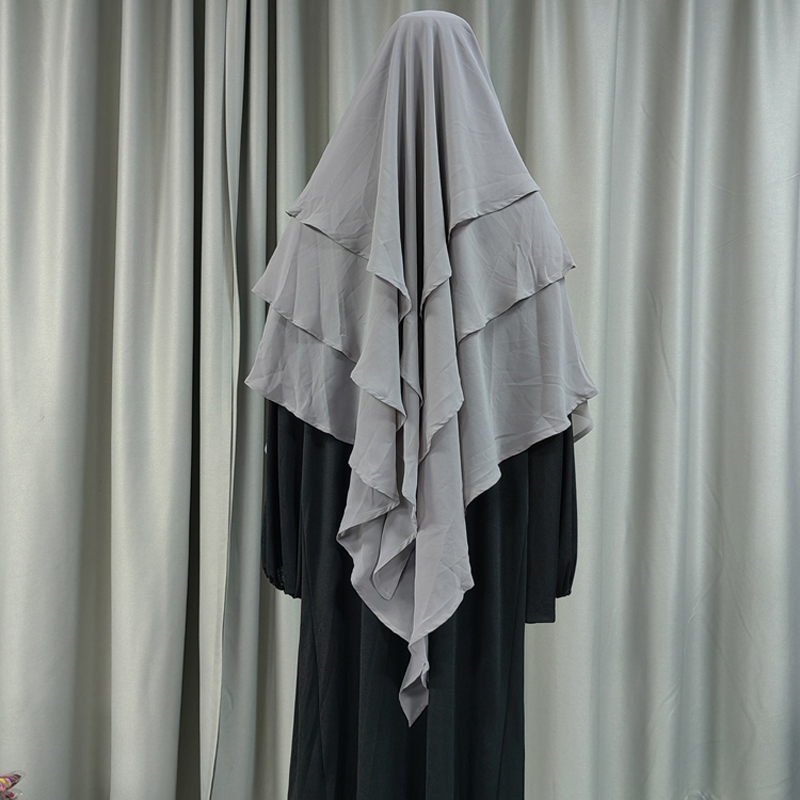 Nueva fábrica transfronteriza venta directa para mujeres musulmanes color sólido nida hijab anterior tres moda larga europa y Estados Unidos nuevo hijab details Picture