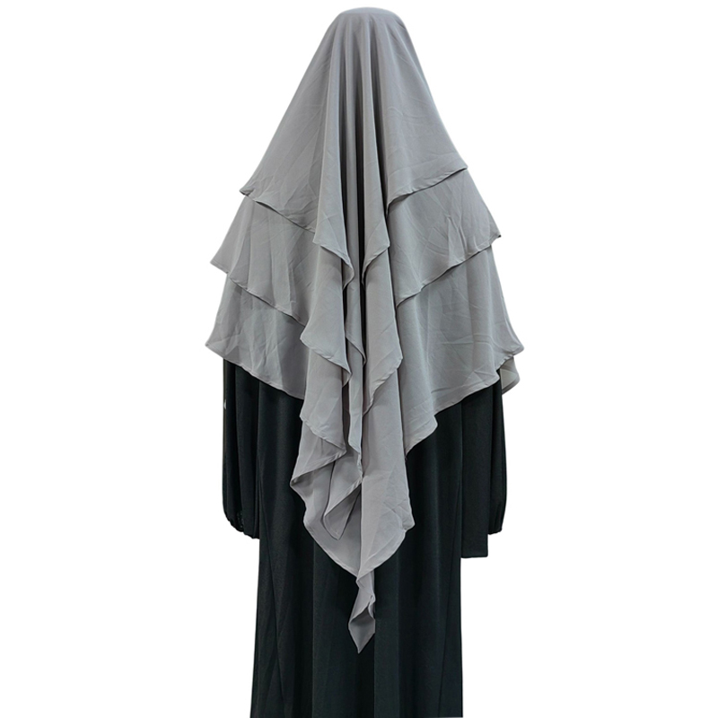 New cross-border factory direct sales multi-color women's Muslim solid color Nida headscarf, one in the front and three in the back, long and fashionable European and American new headscarf with multiple layers