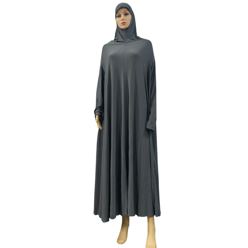 New European and American fashion cross-border best-selling long wharf scarf long dress two-piece set, women's prayer robe, casual daily ethnic style long robe, solid color and dark color Item Picture