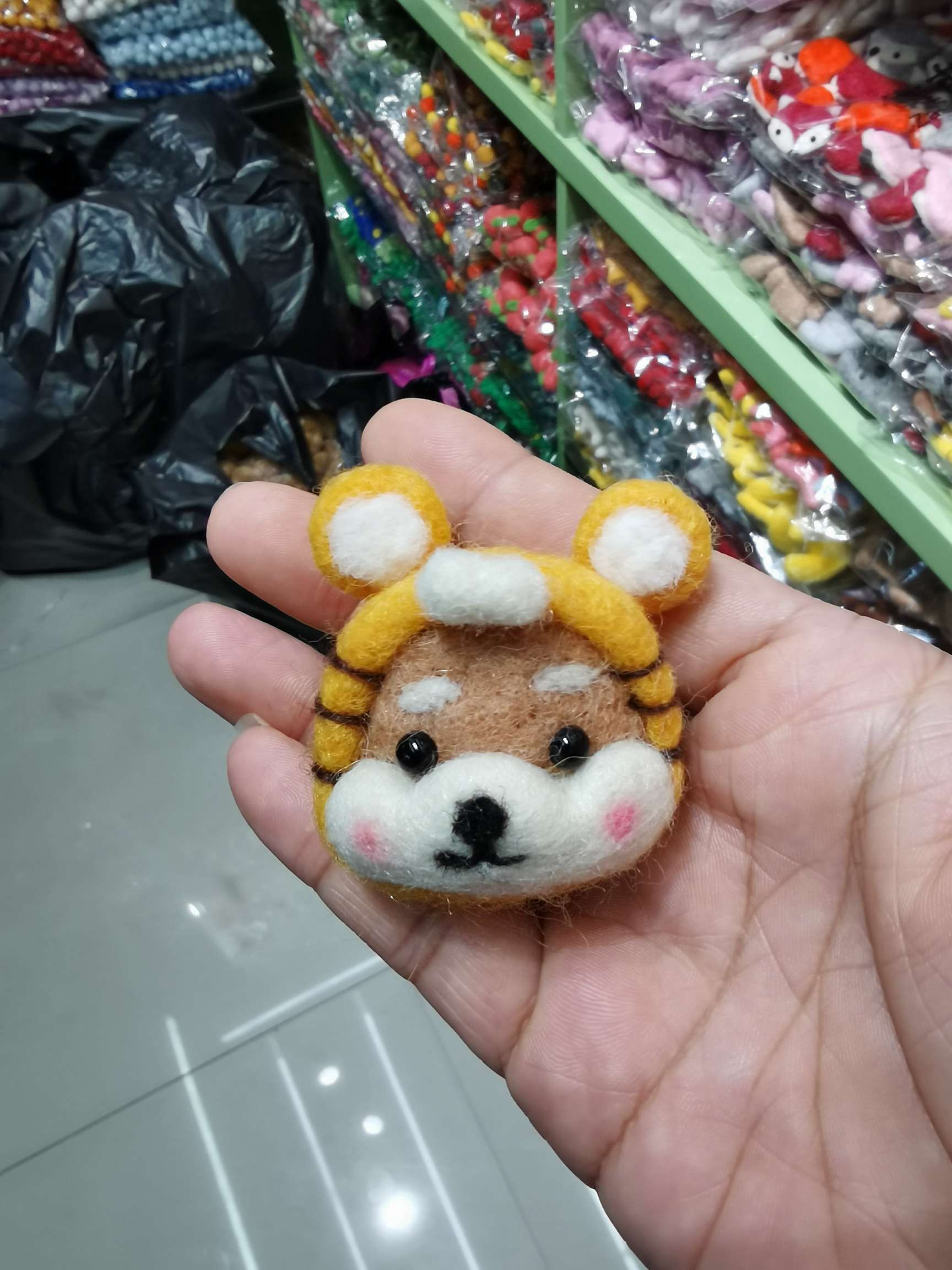 羊毛毡成品柴犬老虎 饰品配件皮筋