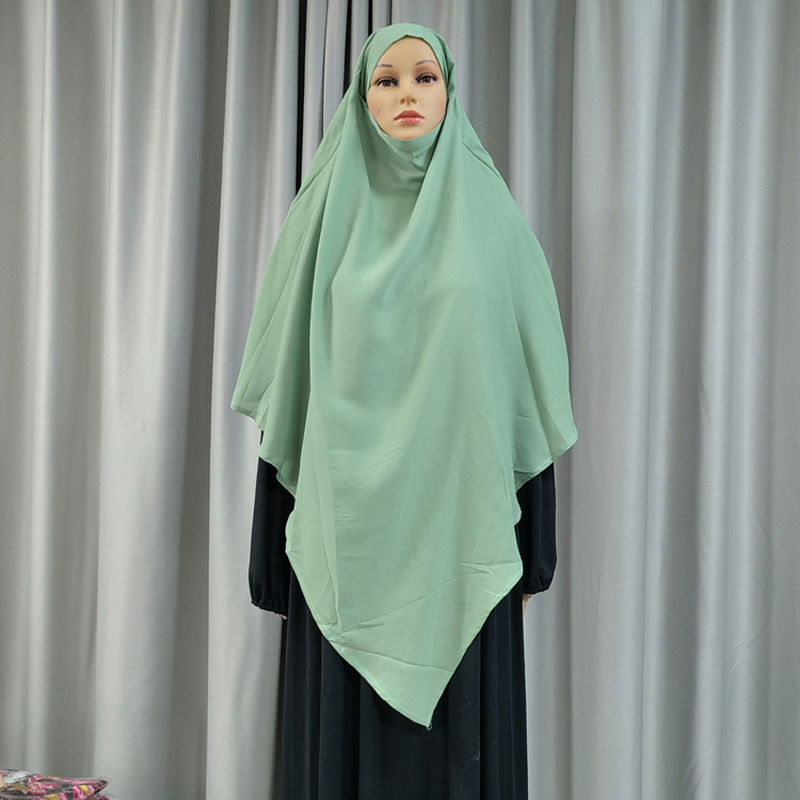 Factory direct sales in the Yangtze River Delta 1+2 high-quality chiffon women's Muslim fashion prayer headscarf, ethnic style high-quality fabric fashion headscarf details Picture