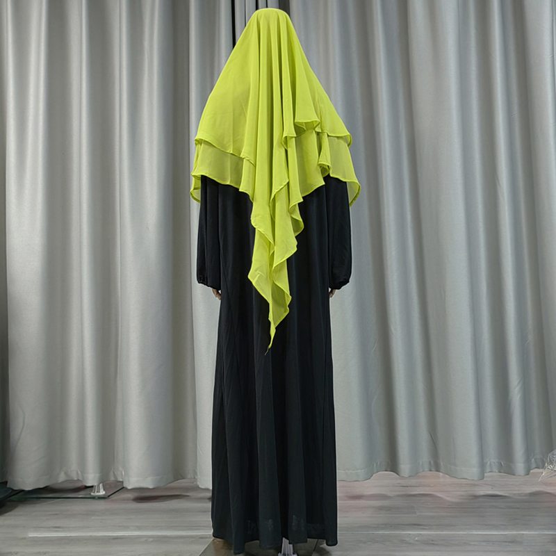 New cross-border factory direct sales Muslim solid-color chiffon headscarf, front two and back two long, fashionable European and American new multi-color women's headscarf chiffon Application Scenario