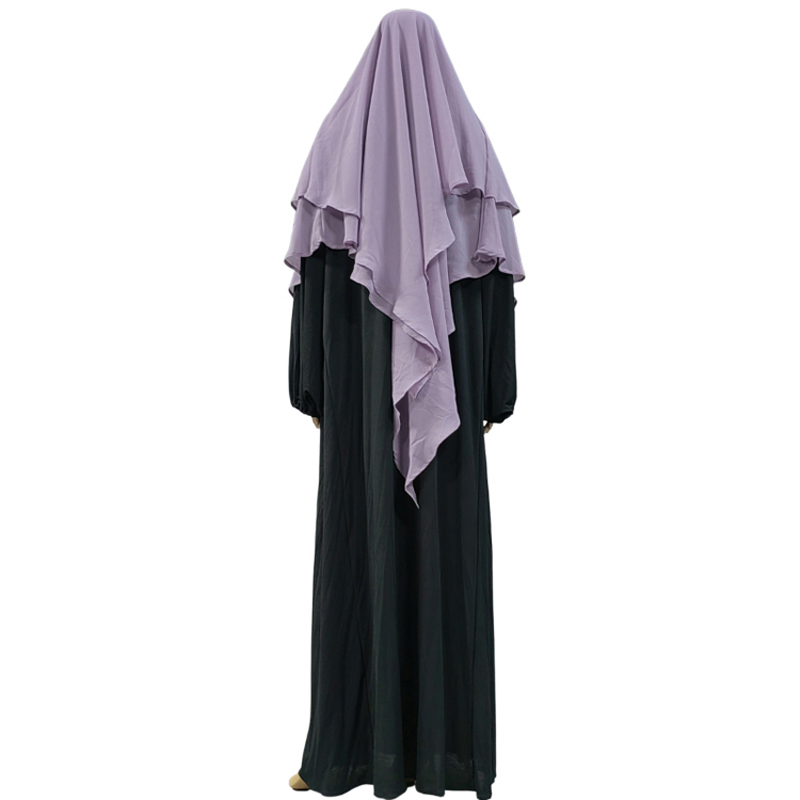 New cross-border factory direct sales Muslim solid-color chiffon headscarf, front two and back two long, fashionable European and American new multi-color women's headscarf chiffon Item Picture
