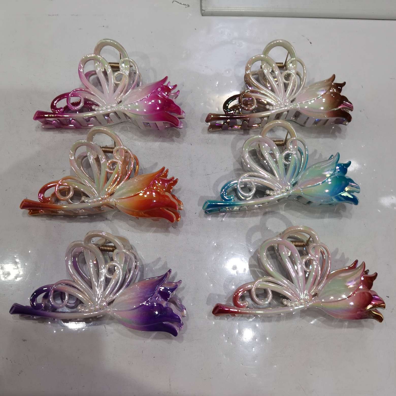 Electroplated Mermaid Princess solid white background 6-color hair clip Item Picture