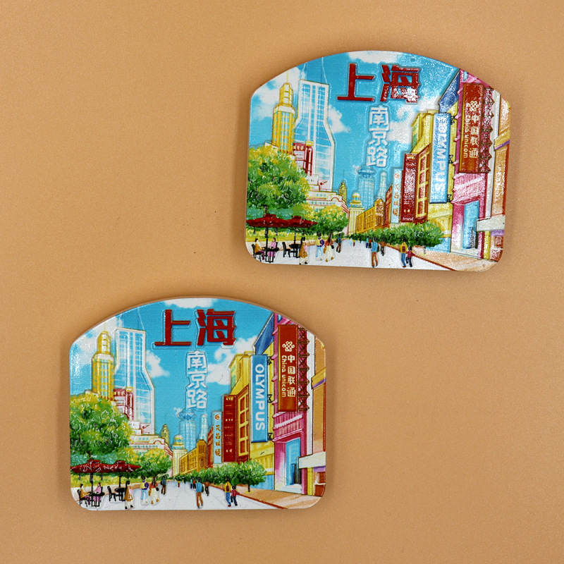 Original design Q-version 3D resin UV printed fridge magnets for Nanjing Road Pedestrian Street in Shanghai, customized creative tourism souvenirs and gifts in Shanghai Specification image
