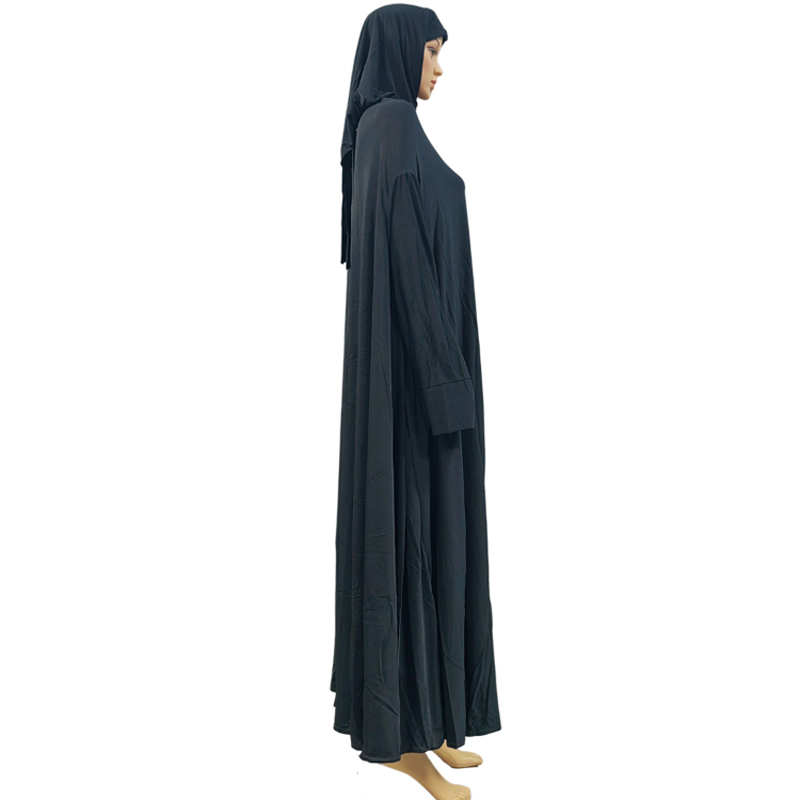 New European and American fashion cross-border best-selling long wharf scarf long dress two-piece set, women's prayer robe, casual daily ethnic style long robe, solid color and dark color Specification image