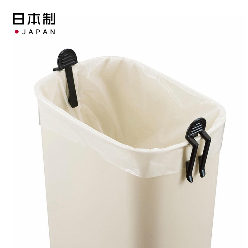 日本进口垃圾夹 塑料袋夹子 垃圾桶袋固定夹 垃圾桶夹 黑色2个入详情图3