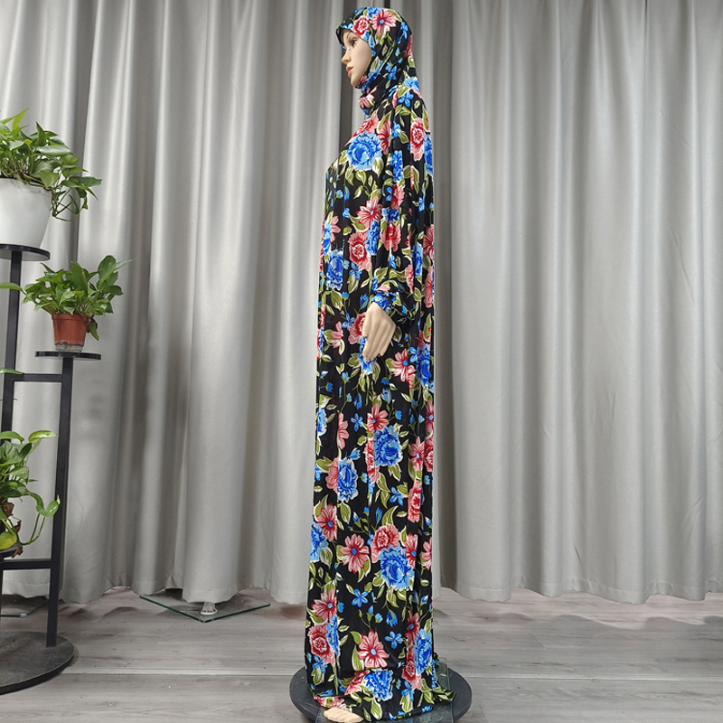 Nuevo estilo moda de moda best sellers mujeres tamaño más grande musulmán con capucha robe estampado flores grandes color sólido oriente medio europa y américa vestido largo con capucha Specification image