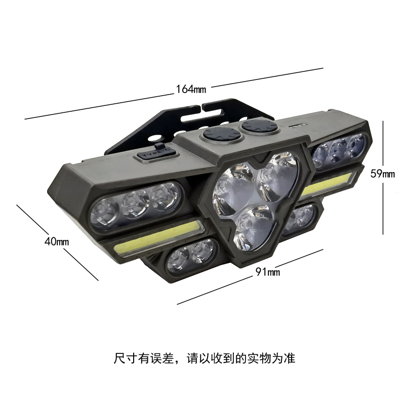 H13 - головые лампы (13LED+COB) заряжены в USB-перегоночный пластиковый фонарь для верховой погоны с пластиковыми лампами на открытом воздухе pic 3