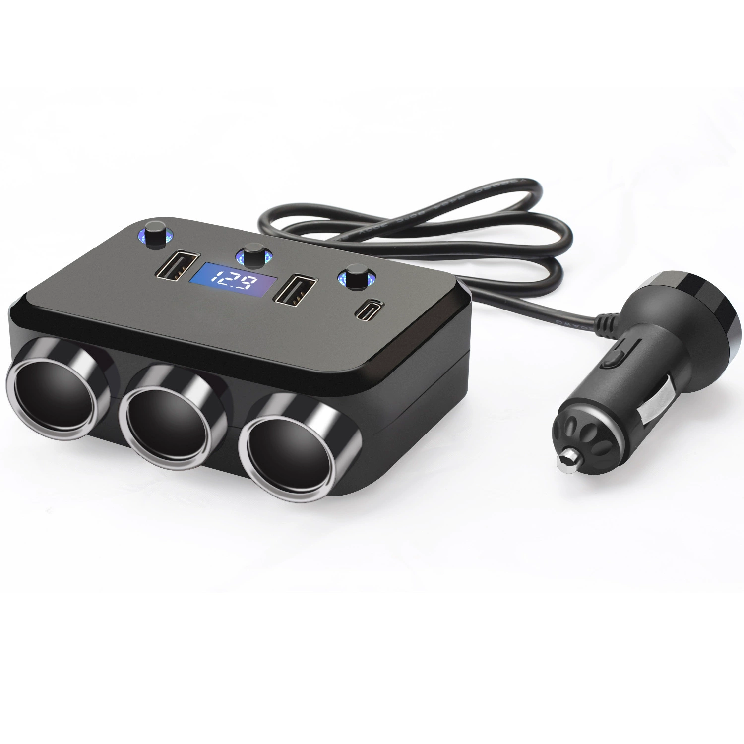 A Car Towed Three Point Cigarette End 12V-24V Power Adapter 3100Ma Independent Switch Output details Picture