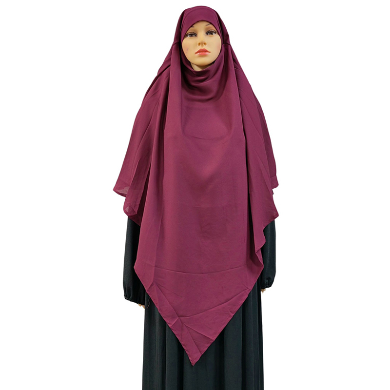 Venta directa de fábrica long triangle 1+2 chiffon de alta calidad para mujeres musulmanas moda hijab de oración estilo étnico tela de alta calidad hijab de moda