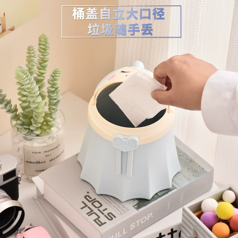 S81-SF360 Cute Desktop trash can Ornament, home living room office storage bucket, Mini Wastebasket Specification image