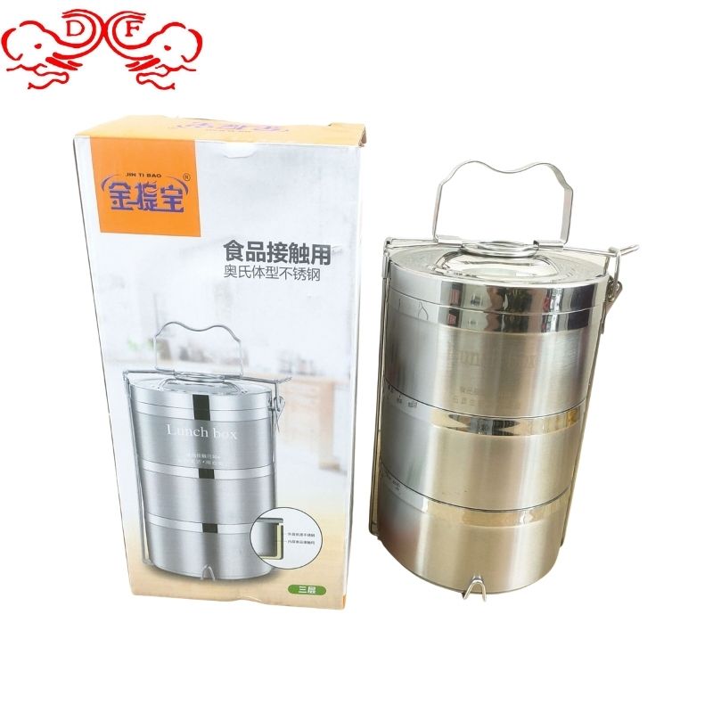 DF99245 Anti-overflow food compartment insulated pot stainless steel Lunch box Vacuum Large Capacity Lunch bucket Multi-layer food compartment Student hospital bento box DF Trading House details Picture