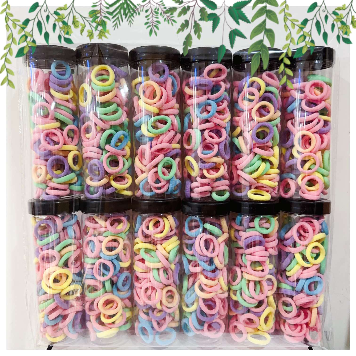 【 100-piece set 】 Long tube children's ring, children's small rubber band hair band detail image 5