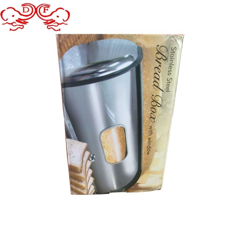DF99627 European-style kitchen window inner cover drum-shaped stainless steel mirror-polished bread storage box, flip cover organization box, snack storage box, DF Tradinghouse Specification image
