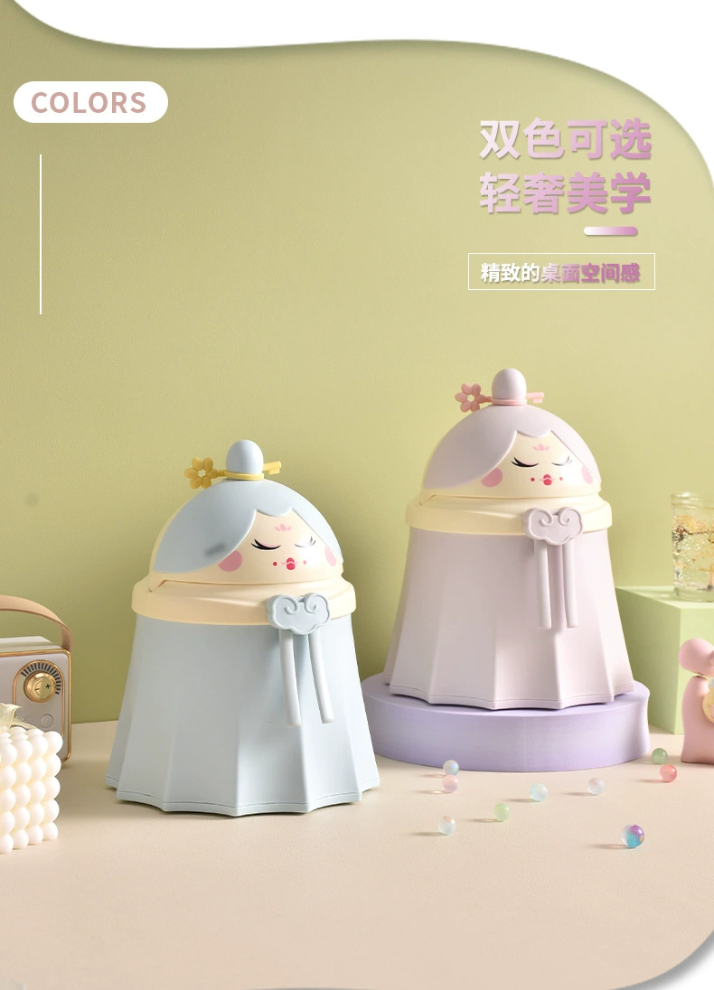 S81-SF360 Cute Desktop trash can Ornament, home living room office storage bucket, Mini Wastebasket detail image 1