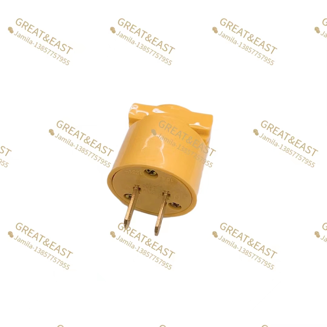 Yellow industrial plug for electrical products, American standard 15A125V male plug