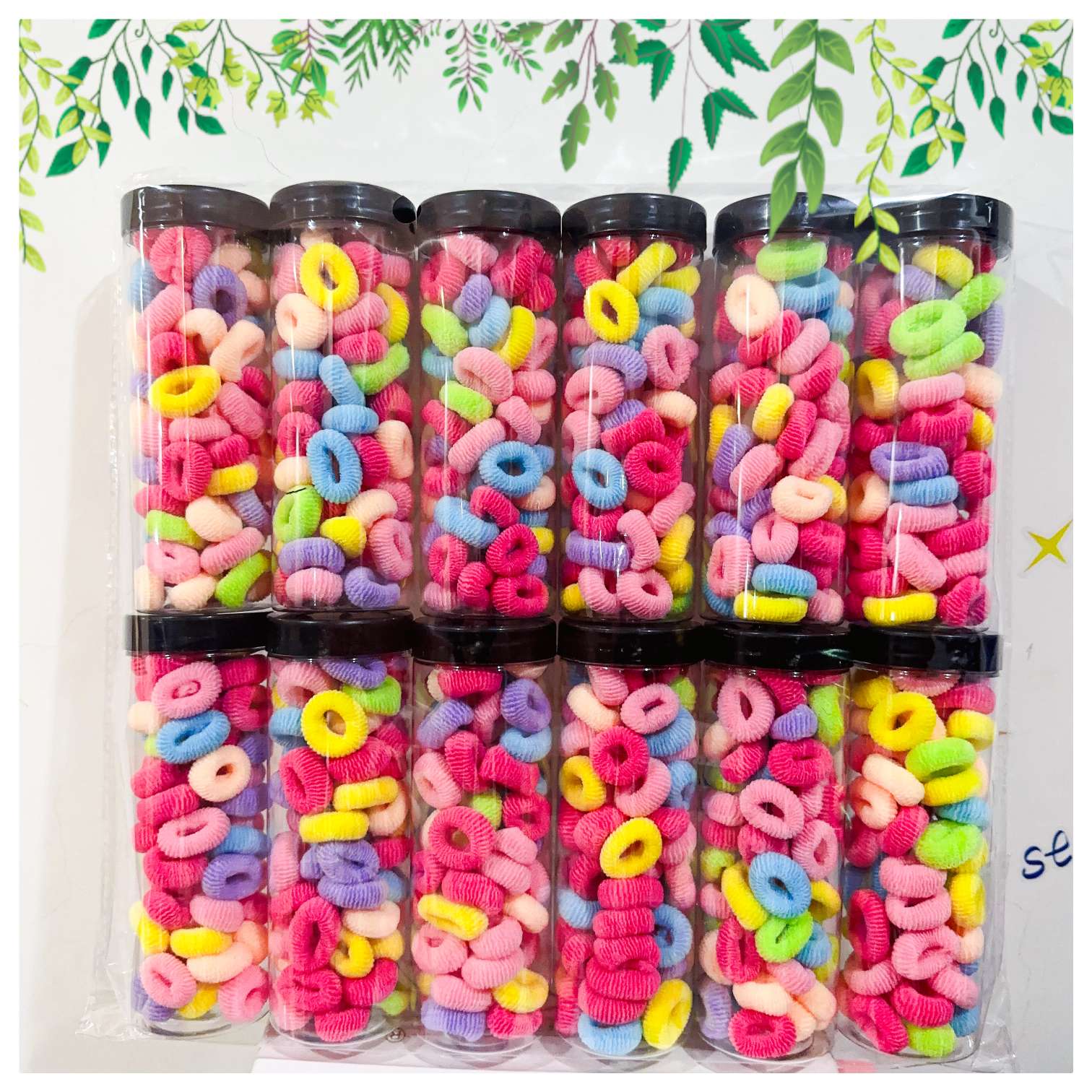 【 100-piece set 】 Long tube children's ring, children's small rubber band hair band detail image 4