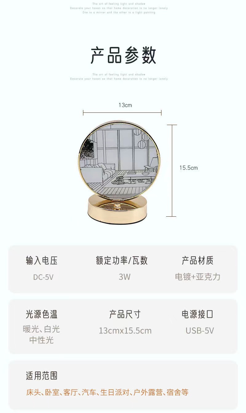 LED灯光画小夜灯柔和护眼装饰画氛围灯桌面发光画详情14