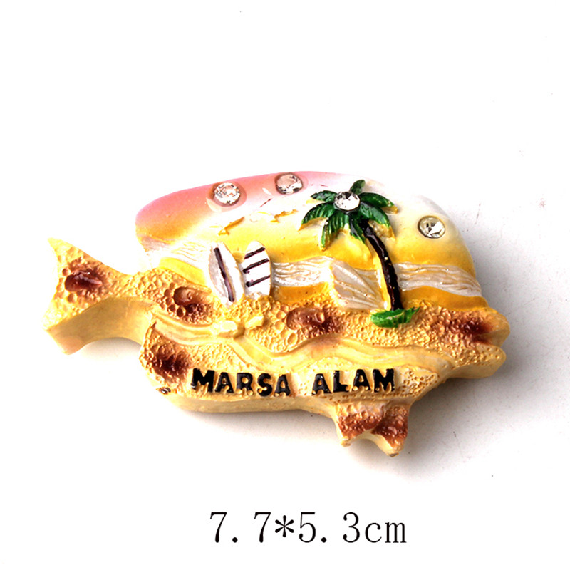 Customized foreign trade export from the manufacturer, 3D painted sea turtle and tropical fish Marine resin magnetic stickers for Masalam, Egypt, and three-dimensional refrigerator decoration stickers Specification image