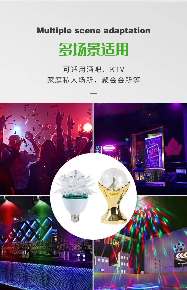 外销迷你旋转动态舞台灯家用E27RGB莲花灯星空灯小夜灯详情5