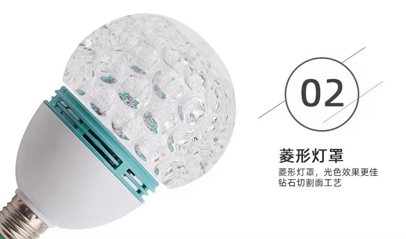 LED魔球舞台灯节日聚会投影仪七彩旋转RGB音乐菠萝灯泡详情2