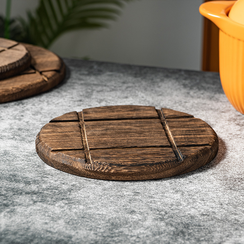 Creative Household Rice Noodles Potato Powder Casserole Placemat Burn Tung Wood Teapot Table Mat Japanese Solid Wood Heat Insulation Mat